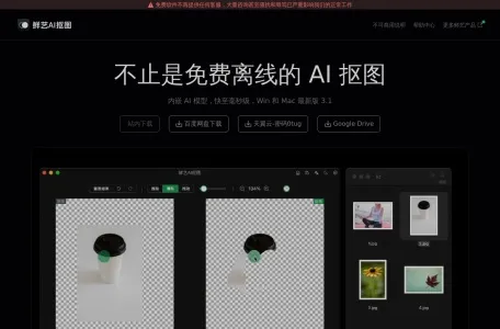 鲜艺AI抠图网页截图,鲜艺AI抠图网页快照