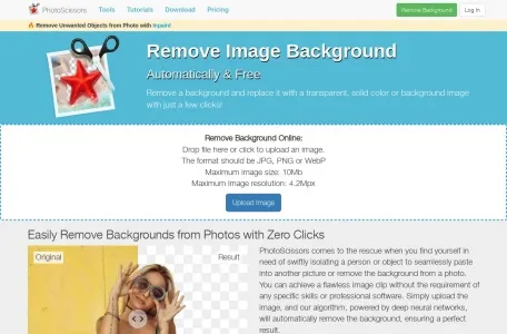 PhotoScissors网页截图,PhotoScissors网页快照