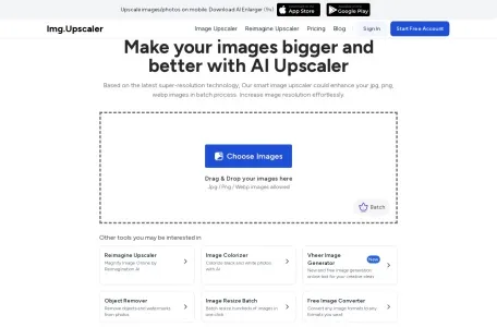 Img.Upscaler网页截图,Img.Upscaler网页快照