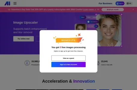 Nero Image Upscaler网页截图,Nero Image Upscaler网页快照