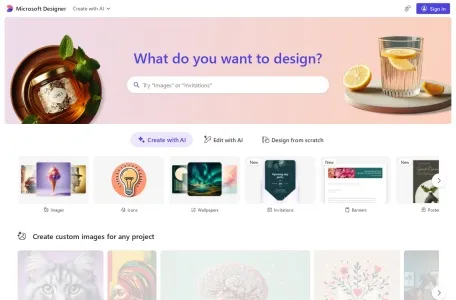 Microsoft Designer网页截图,Microsoft Designer网页快照