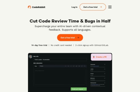 CodeRabbit网页截图,CodeRabbit网页快照