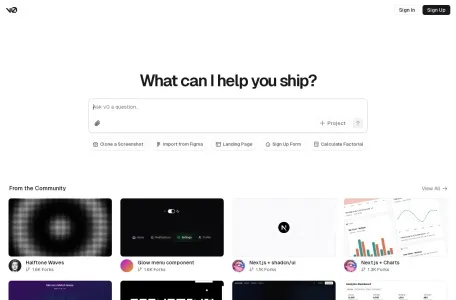 v0.dev网页截图,v0.dev网页快照