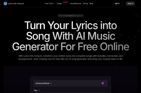 Lyrics Into Song AI网页截图,Lyrics Into Song AI网页快照