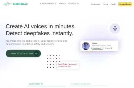 RESEMBLE.AI网页截图,RESEMBLE.AI网页快照
