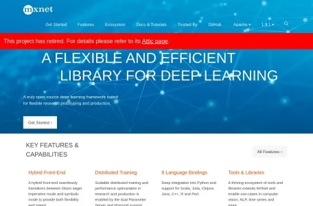 Apache MXNet网页截图,Apache MXNet网页快照