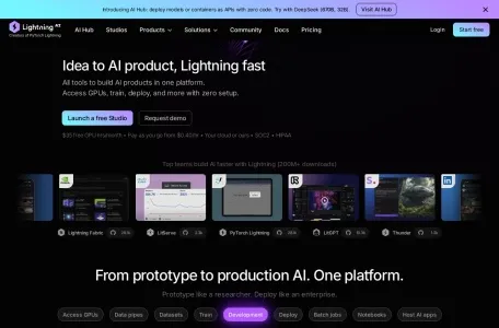 Lightning AI网页截图,Lightning AI网页快照