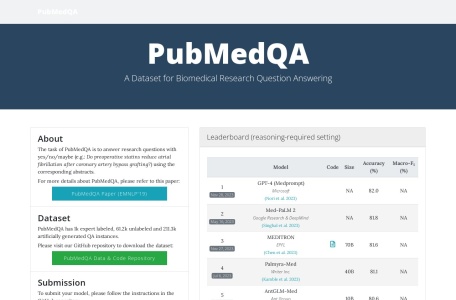 PubMedQA网页截图,PubMedQA网页快照