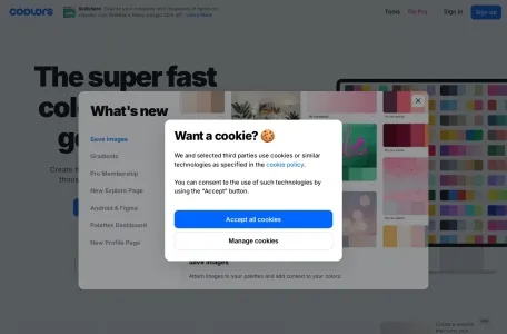 Coolors在线配色网页截图,Coolors在线配色网页快照