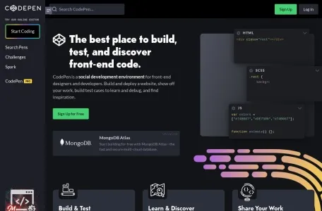 在线代码测试运行(CodePen)网页截图,在线代码测试运行(CodePen)网页快照