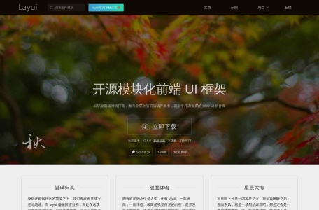 LayUI (代码生成),LayUI (代码生成)官网截图,layui 是一款采用自身模块规范编写的前端 UI 框架