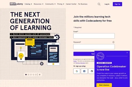 Codecademy编程学习网页截图,Codecademy编程学习网页快照