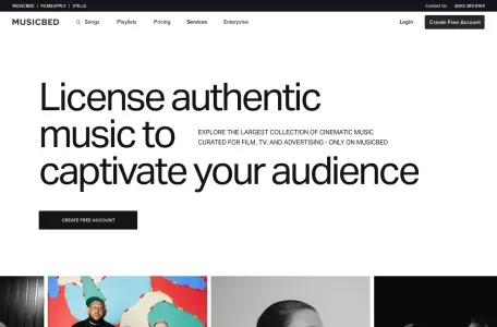 Musicbed网页截图,Musicbed网页快照