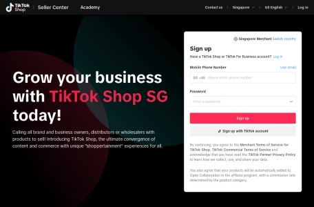 TikTok新加坡后台网页截图,TikTok新加坡后台网页快照