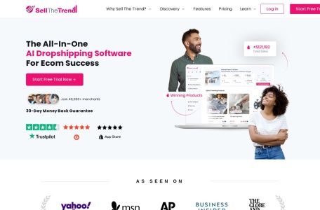 SellTheTrend,SellTheTrend官网截图,人工智能产品发现和完整商店自动化，助力直销成功的一体化人工智能平台