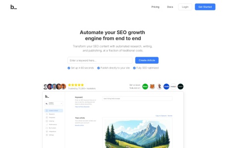 byword.ai,byword.ai官网截图,大规模生成由人工智能撰写的高质量文章。上传数千个关键字或标题，只需点击几下即可生成 SEO 优化的文章。