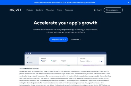 Adjust,Adjust官网截图,营销软件平台，应用营销分析解决方案，可免费体验