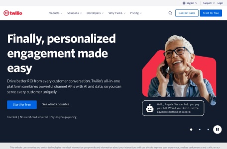 Twilio,Twilio官网截图,Twilio是一款云通信平台，提供短信、语音、视频等通信服务。