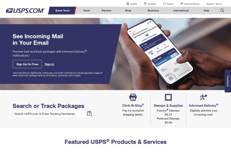 USPS网页截图,USPS网页快照