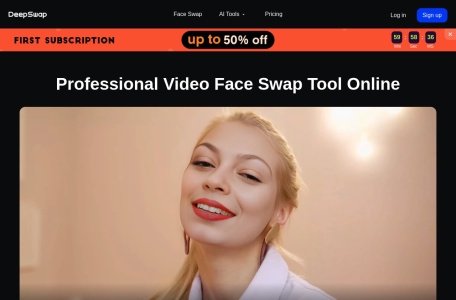DeepSwap,DeepSwap官网截图,DeepSwap,AI换脸网站,人工智能deepfake视频换脸工具