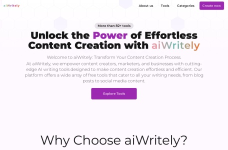 aiWritely网页截图,aiWritely网页快照