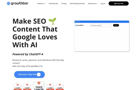 growthbar,growthbar官网截图,GrowthBar是博主和内容团队的终极AI写作工具。它帮助用户以10倍的速度编写Google喜欢的SEO优化的长篇内容。借助AI驱动的功能，如AI写作助手、AI博客大纲、页面SEO审核工具、AI段落重写器等，GrowthBar轻松创建排名靠前的高质量内容。