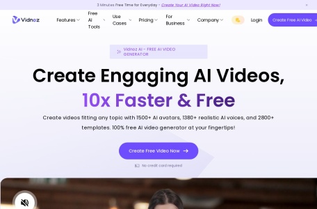 Vidnoz AI Video Translator,Vidnoz AI Video Translator官网截图,在线将视频翻译成任何语言