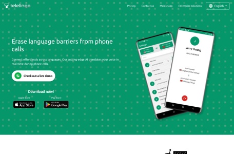 Telelingo,Telelingo官网截图,实时翻译应用程序，具有无缝呼叫集成