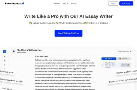 Textero AI Essay Writer Pro网页截图,Textero AI Essay Writer Pro网页快照