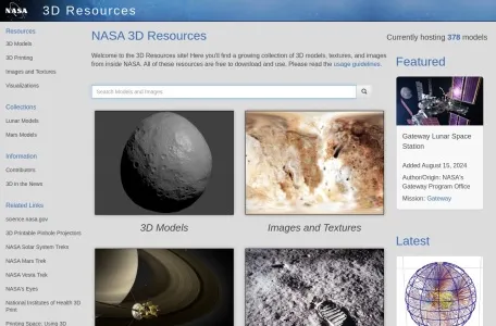NASA三维模型网页截图,NASA三维模型网页快照
