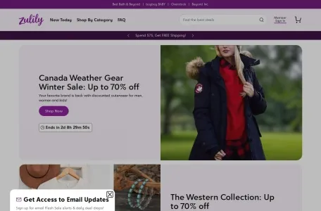 Zulily 美国网页截图,Zulily 美国网页快照