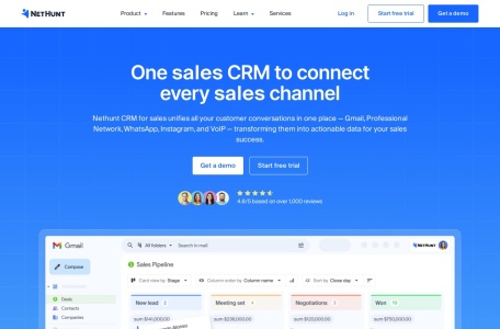 NetHunt,NetHunt官网截图,面向GoogleWorkspace用户的销售CRM，可免费试用