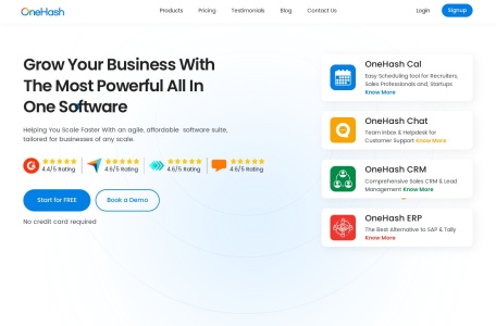 OneHash CRM,OneHash CRM官网截图,基于云端的 CRM，具备高度的可扩展性，能够轻松应对业务增长，随时添加用户或功能