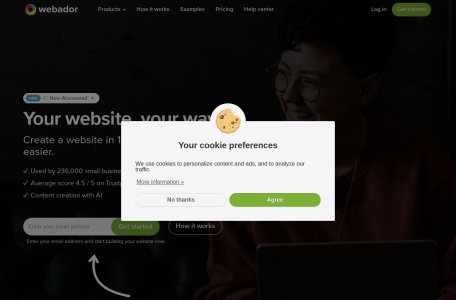Webador,Webador官网截图,它是一个网站构建器，可让您在 10 分钟内创建一个功能性网站。