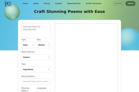 AI poem generator网页截图,AI poem generator网页快照
