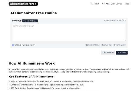 AI Humanizer Free Online网页截图,AI Humanizer Free Online网页快照