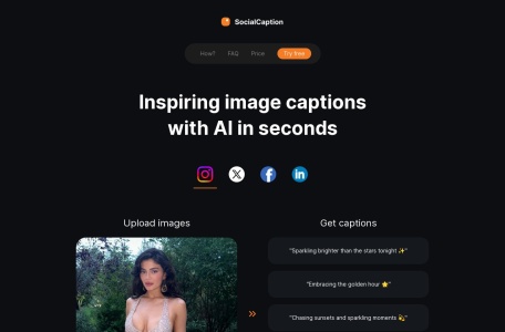 Social Caption,Social Caption官网截图,使用GPT-4 Vision技术轻松生成社交媒体图片字幕