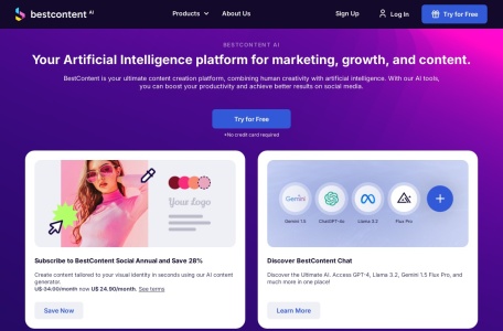 BestContent AI,BestContent AI官网截图,什么是BestContent AI？BestContent AI是一款由人工智能驱动的内容创作平台，让用户可以为社交媒体创建、管理和自动化内容。借助人工智能的帮助，用户可以轻松创建带有标题和图片的精美帖子，节省时间并提高生产效率。