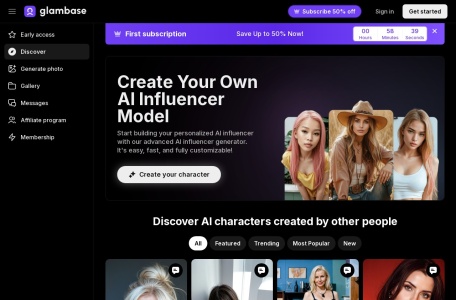 Glambase网页截图,Glambase网页快照
