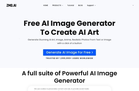 ZMO AI,ZMO AI官网截图,ZMO.AI is a user-friendly AI art generator for creating stunning anime and images.