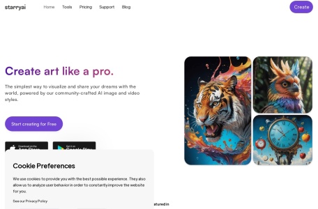 starryai 2.0网页截图,starryai 2.0网页快照
