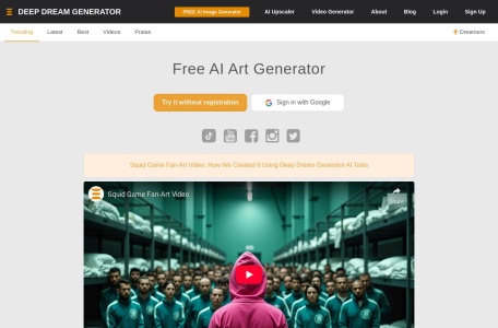 Deep Dream Generator,Deep Dream Generator官网截图,Deep Dream Generator is an AI image generator that creates unique and artistic images by using deep learning algorithms.
