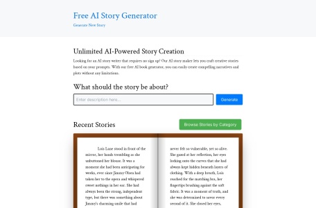 Free AI Story Generator网页截图,Free AI Story Generator网页快照
