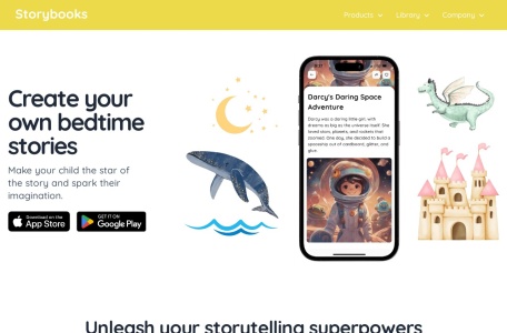 StoryBooks,StoryBooks官网截图,故事书是一个提供插图睡前故事的网站，旨在培养阅读兴趣并加强与孩子的情感纽带。它允许您为孩子们创建个性化故事，激发创造力并建立重要的生活技能。