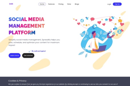 Spreadify AI,Spreadify AI官网截图,Spreadify 是一个由人工智能驱动的社交媒体管理和分析平台，旨在简化企业和个人的社交媒体管理。