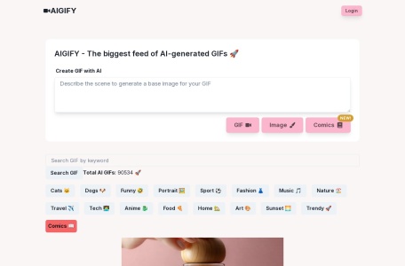 AIGIFY,AIGIFY官网截图,一个用于AI生成的GIF图片的在线数据库和搜索引擎