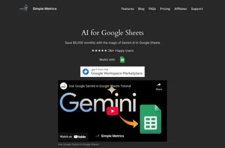 Gemini AI for Sheets网页截图,Gemini AI for Sheets网页快照
