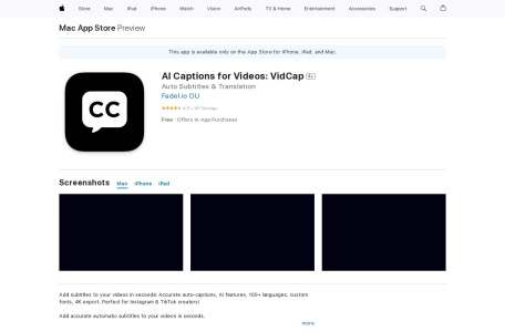 VidCap,VidCap官网截图,VidCap 是一款旨在自动为视频添加字幕和翻译的应用程序，提升用户在社交媒体平台（如 Instagram 和 TikTok）上的观看参与度。它支持超过 100 种语言，并提供多种字幕自定义选项。