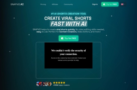 SNAPVID,SNAPVID官网截图,SNAPVID是一个视频编辑AI工具，帮助用户快速创建病毒短视频，无需任何视频编辑技能。