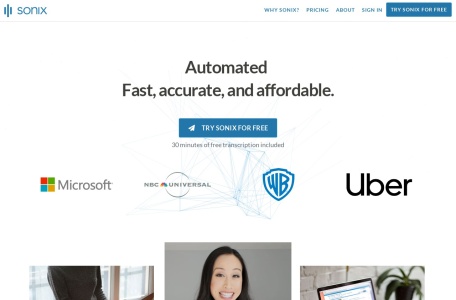 Sonix AI,Sonix AI官网截图,Sonix是一款在线音频和视频转录软件，可以高效地将语音转换为文本。